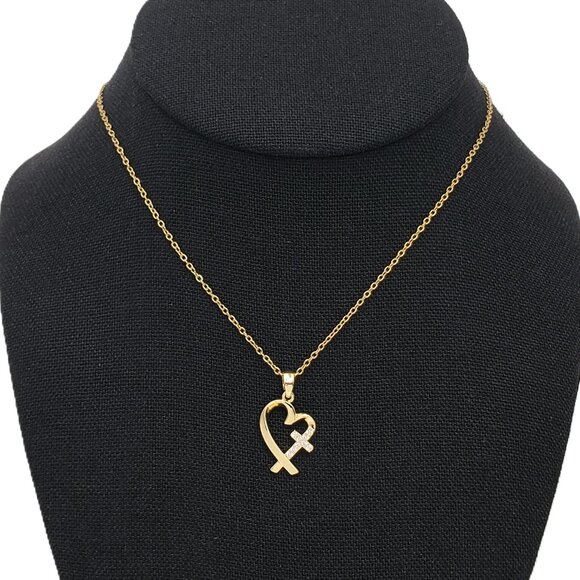 Jewelry - 14K Gold Womens 1ct Diamond Heart Cross Pendant Necklace New 14 K Silver Jewelry